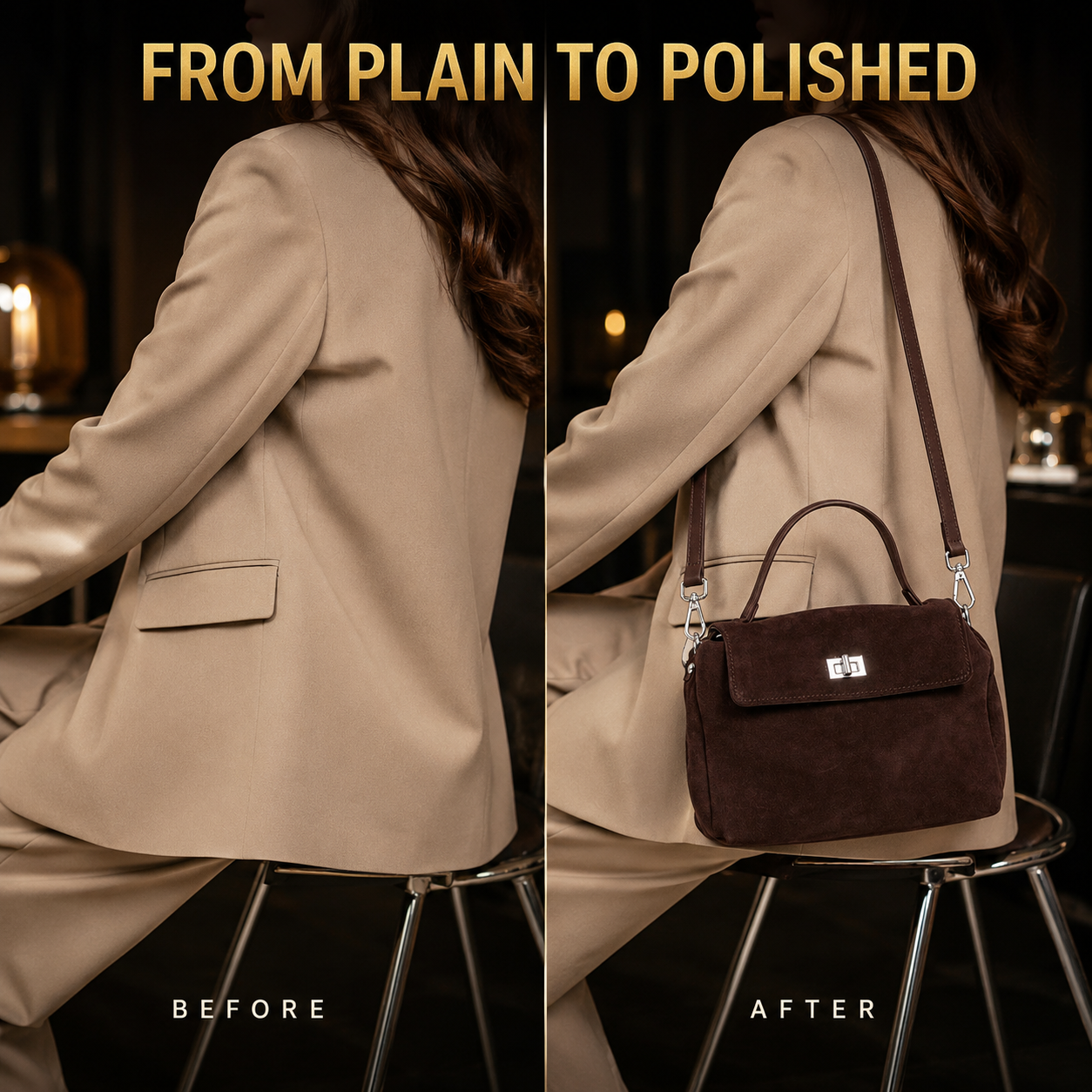 Suede Look Genuine Leather Crossbody Bag | Small Top Handle Satchel | Flap Shoulder Purse | Twist Lock Handbag
