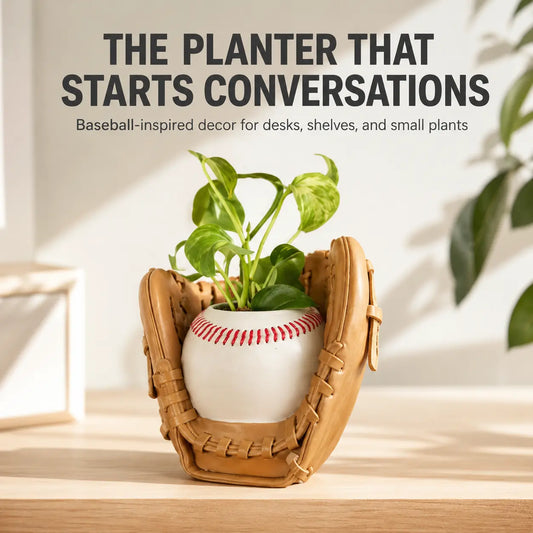 Baseball Glove Planter | Small Plant Pot | Sports Desk Decor | Gift for Baseball Fans | Indoor Shelf Accent Jumartins