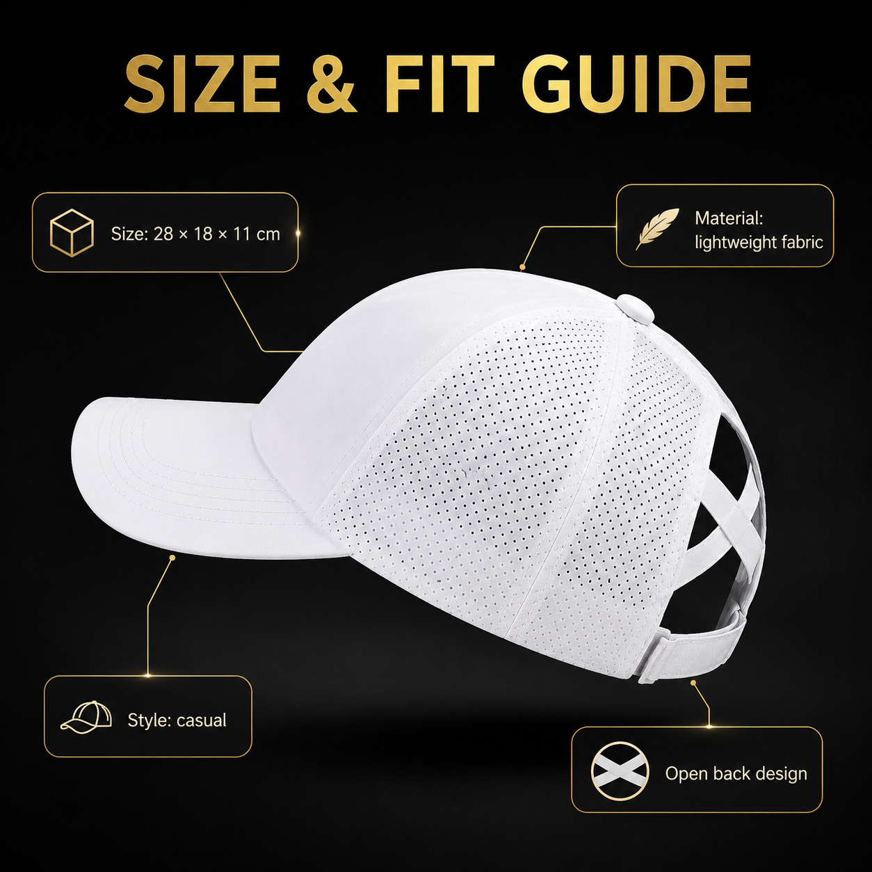 Ponytail Baseball Cap | Messy Bun Hat | Breathable Mesh Cap | Casual Sport Hat | Lightweight Hair Friendly Cap