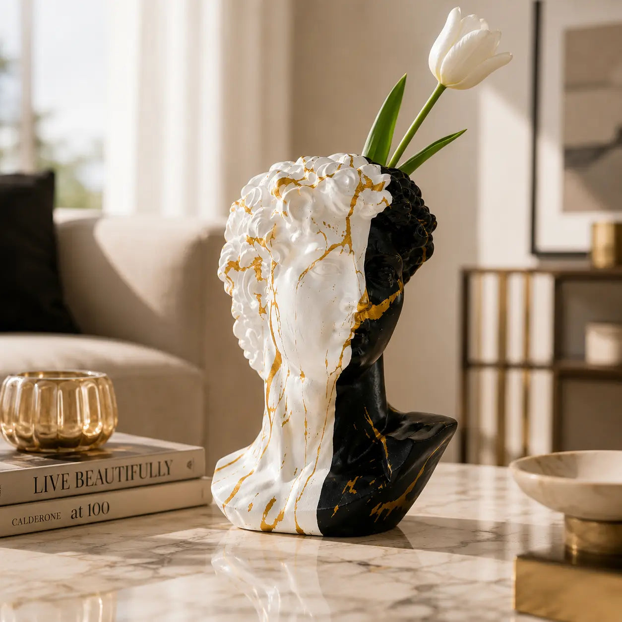 Modern David Bust Sculpture Luxury Resin Statue European Art Decor Home Office Shelf Accent Jumartins