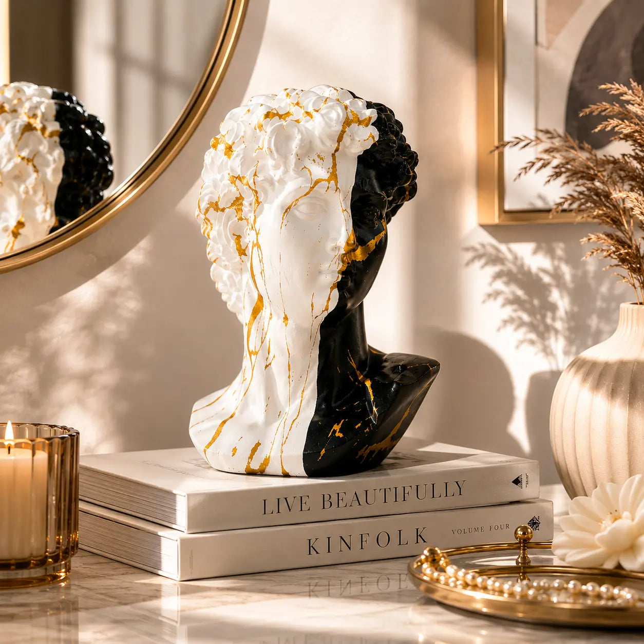 Modern David Bust Sculpture Luxury Resin Statue European Art Decor Home Office Shelf Accent Jumartins