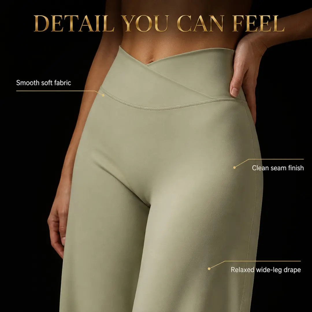Wide Leg Yoga Pants | Crossover Waist Lounge Trousers | Soft Flow Pants | Casual Athleisure Bottoms | Comfy Travel Wear Jumartins