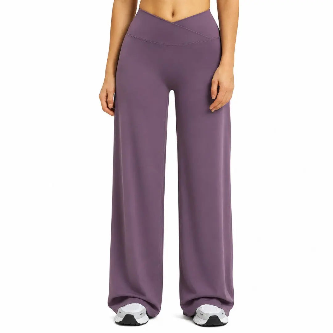 Wide Leg Yoga Pants | Crossover Waist Lounge Trousers | Soft Flow Pants | Casual Athleisure Bottoms | Comfy Travel Wear Jumartins