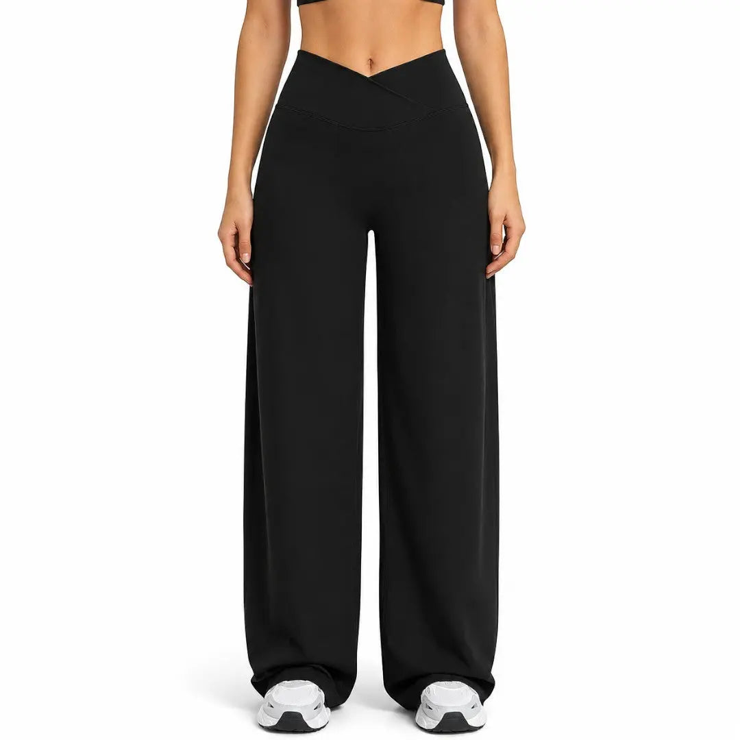 Wide Leg Yoga Pants | Crossover Waist Lounge Trousers | Soft Flow Pants | Casual Athleisure Bottoms | Comfy Travel Wear Jumartins