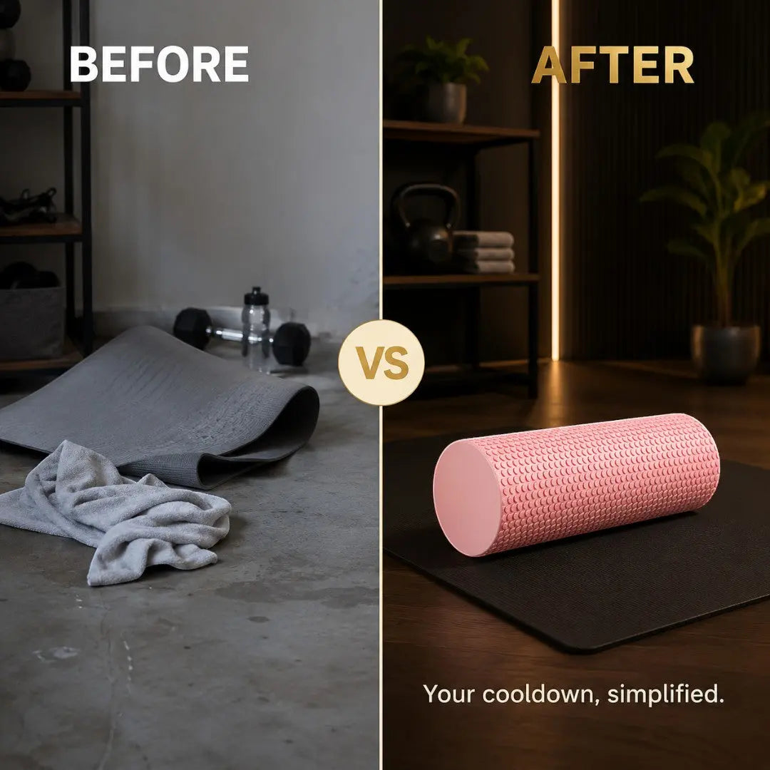 EVA Foam Yoga Roller | Textured Fitness Recovery Tool | Pilates Stretch Aid | Compact Muscle Release Roller | Home Workout Mat Accessory Jumartins
