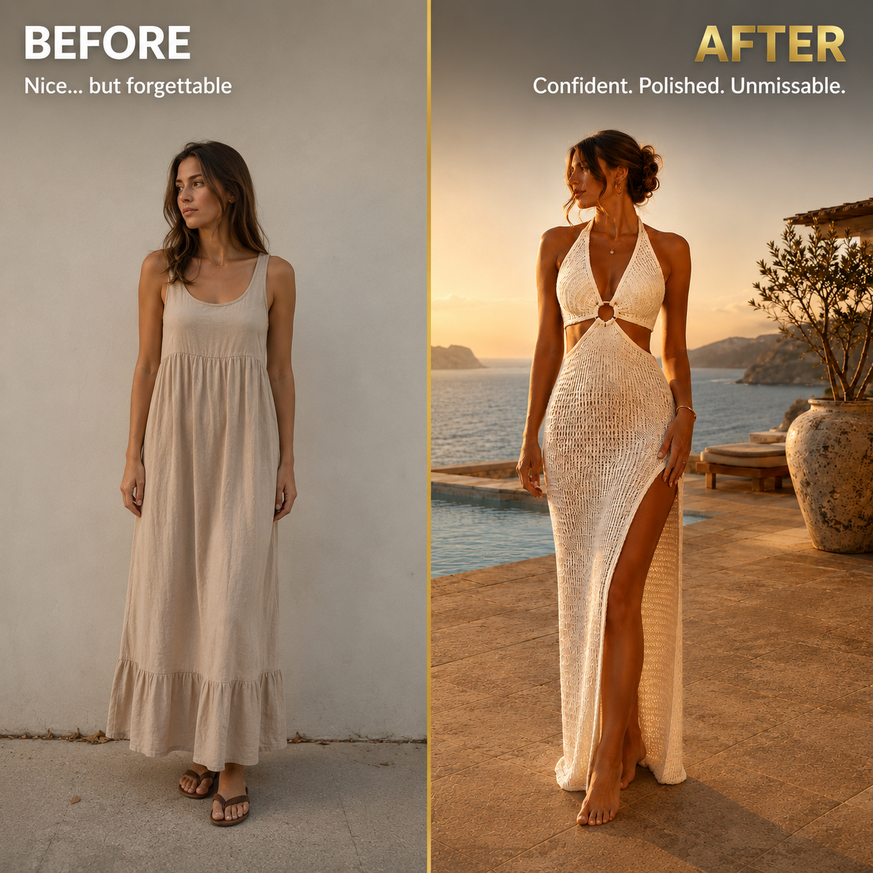 Women’s Crochet Halter Dress | Cutout Maxi Cover Up | Side Slit Knit Dress | Resort Vacation Outfit | Beach Club Style