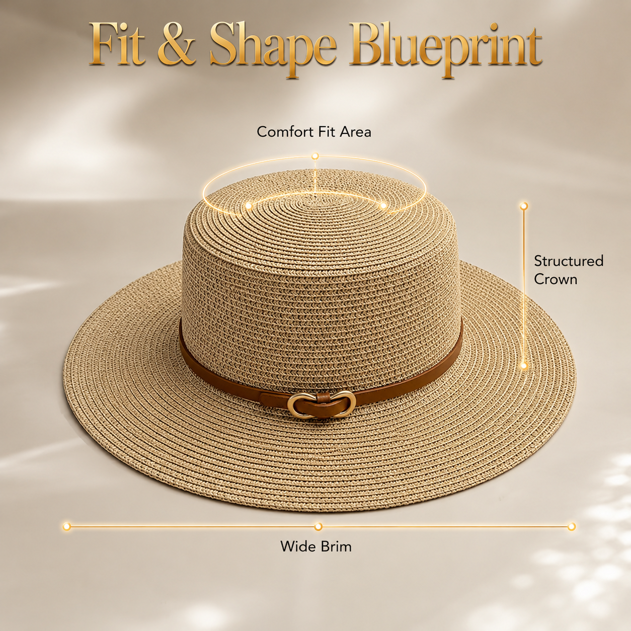 Women’s Wide Brim Straw Hat | Belt Band Fedora | Flat Top Summer Cap | Beach Resort Accessory | Travel Outfit Accent