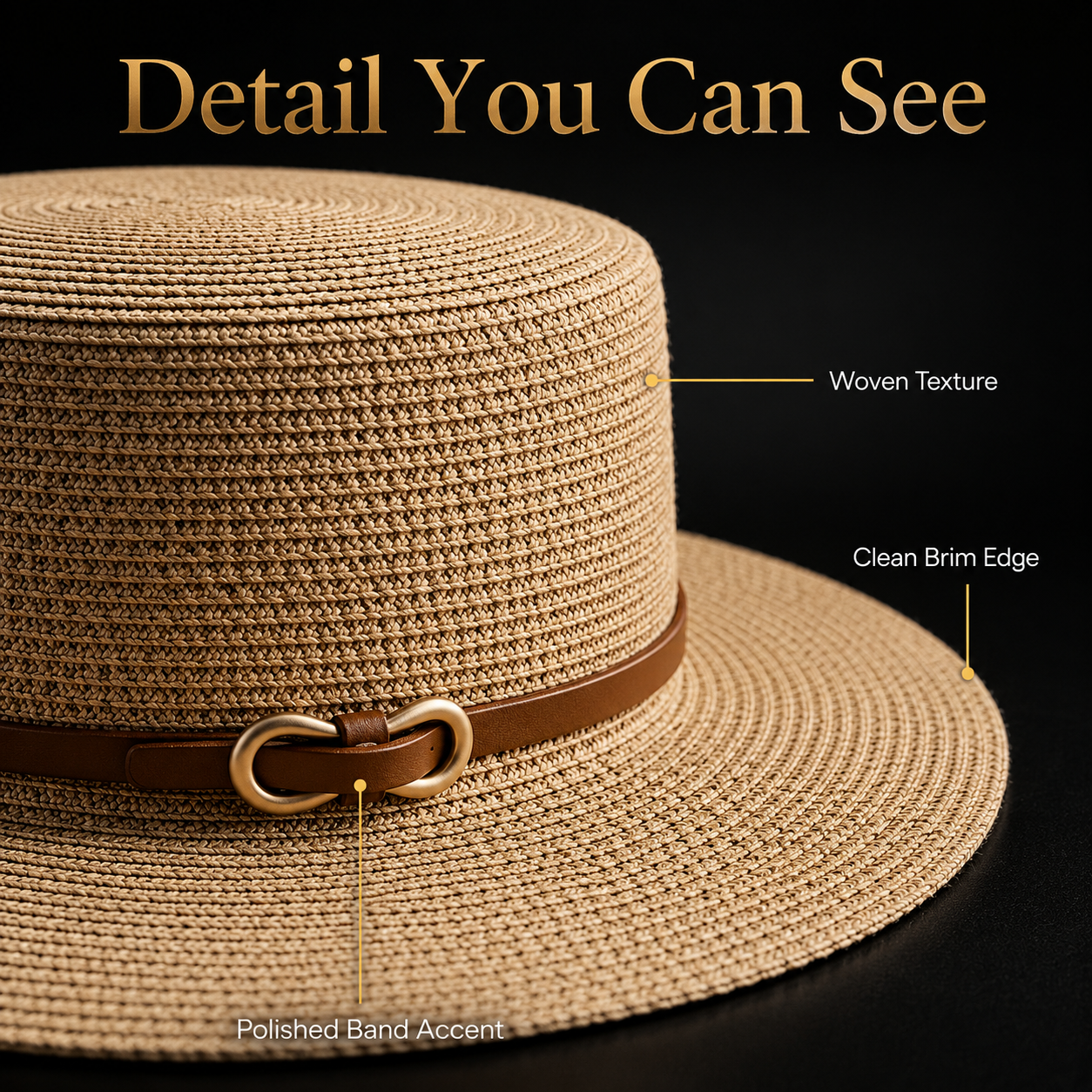 Women’s Wide Brim Straw Hat | Belt Band Fedora | Flat Top Summer Cap | Beach Resort Accessory | Travel Outfit Accent