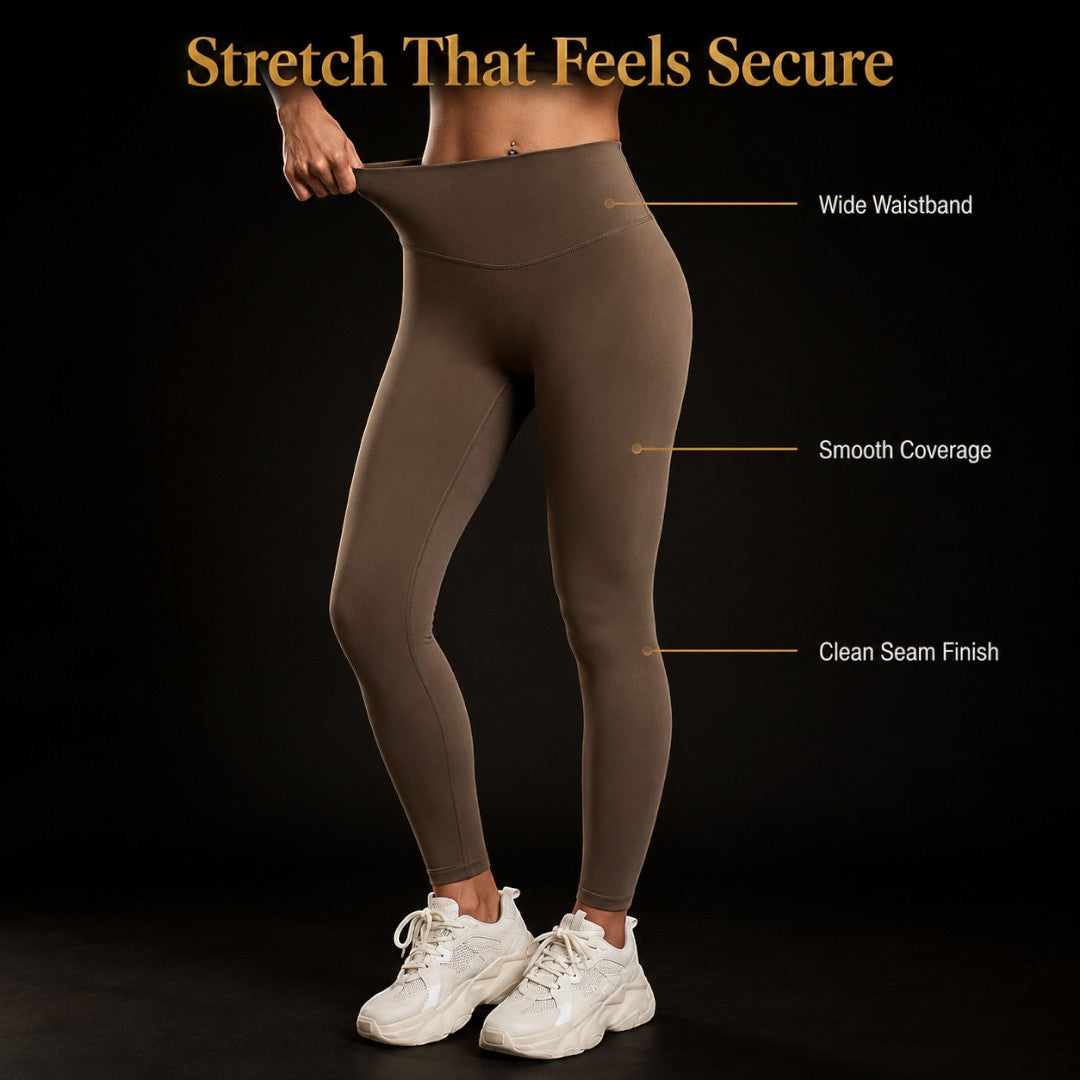 Women’s High Waist Stretch Leggings | Smooth Yoga Pants | Soft Gym Tights | Flexible Lounge Bottoms | Supportive Waistband Daily Comfort
