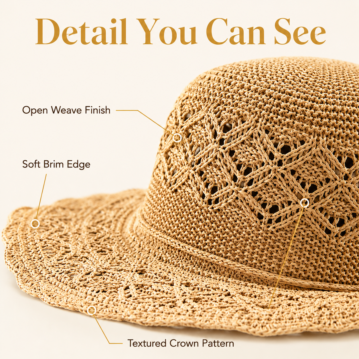 Women Crochet Sun Hat | Wide Brim Woven Beach Hat | Soft Floppy Summer Cap | Resort Vacation Outfit Accessory