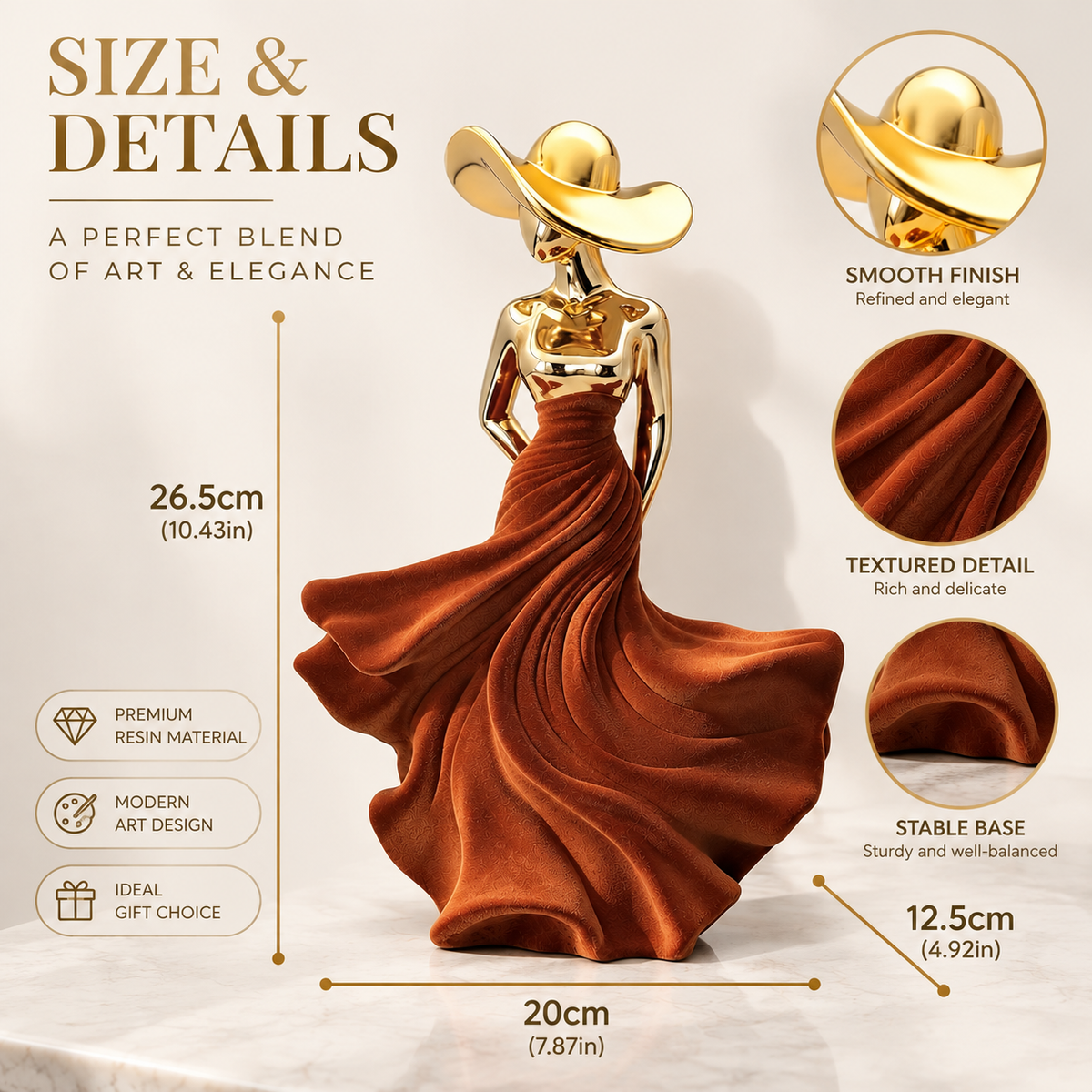 Elegant Woman Sculpture Resin Figurine Modern Art Decor Luxury Home Office Tabletop Ornament Gift