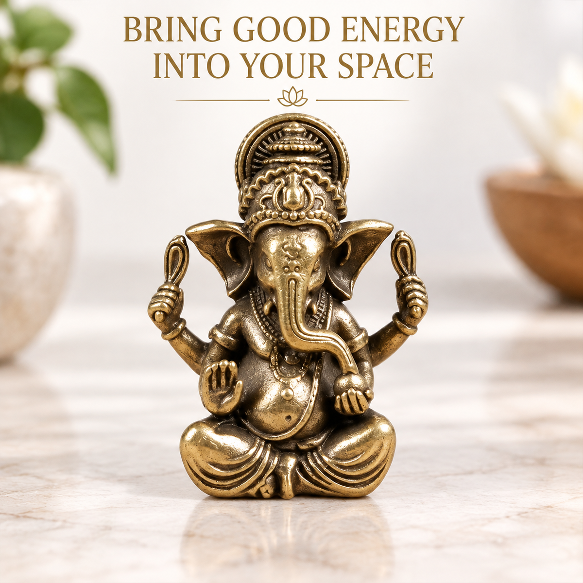 Brass Elephant Figurine Vintage Animal Statue Desk Decor Shelf Ornament Spiritual Gift Sculpture