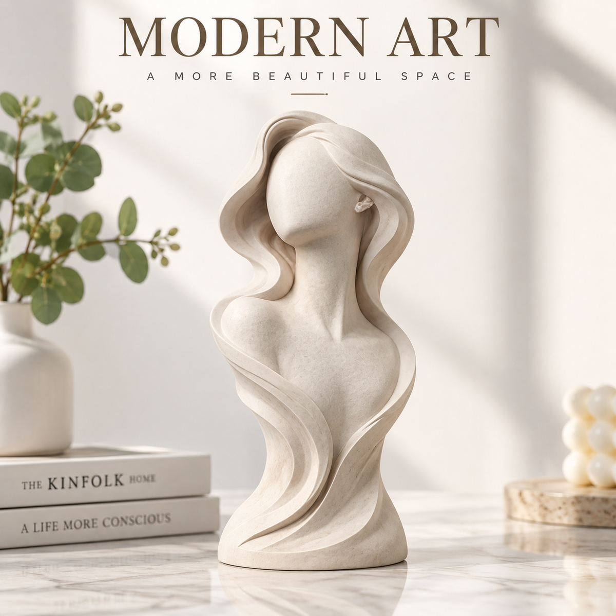 Faceless Woman Bust Sculpture Modern Minimalist Figurine Desk Shelf Home Office Decor Ornament Gift