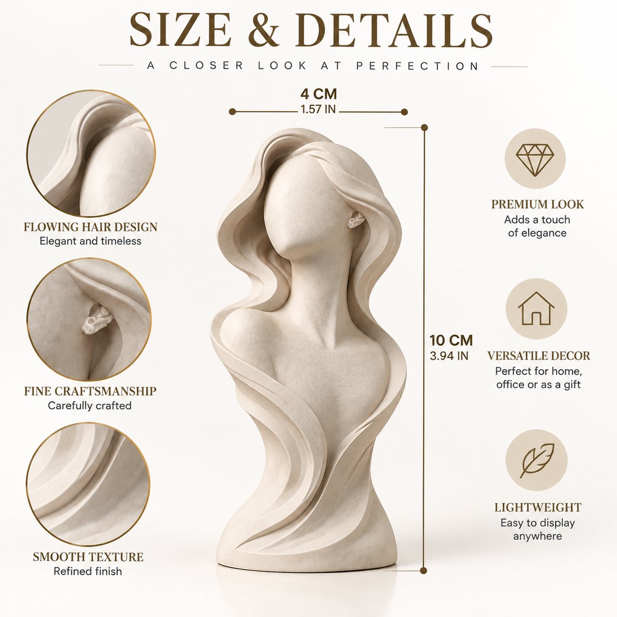 Faceless Woman Bust Sculpture Modern Minimalist Figurine Desk Shelf Home Office Decor Ornament Gift
