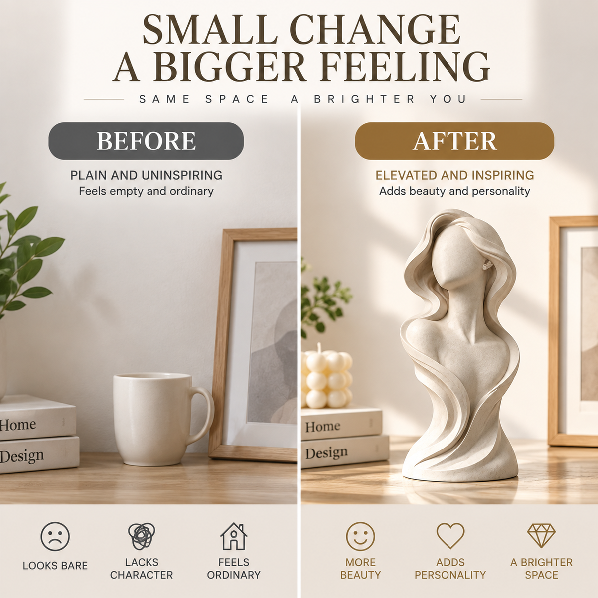 Faceless Woman Bust Sculpture Modern Minimalist Figurine Desk Shelf Home Office Decor Ornament Gift