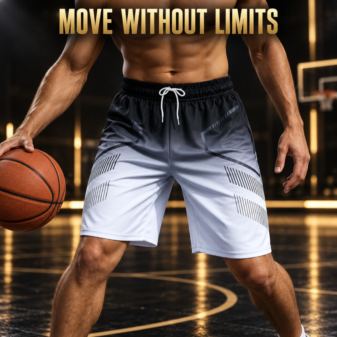 Men’s Quick Dry Running Shorts | Gradient Basketball Gym Shorts | Drawstring Workout Shorts with Side Pockets | Lightweight Training Wear