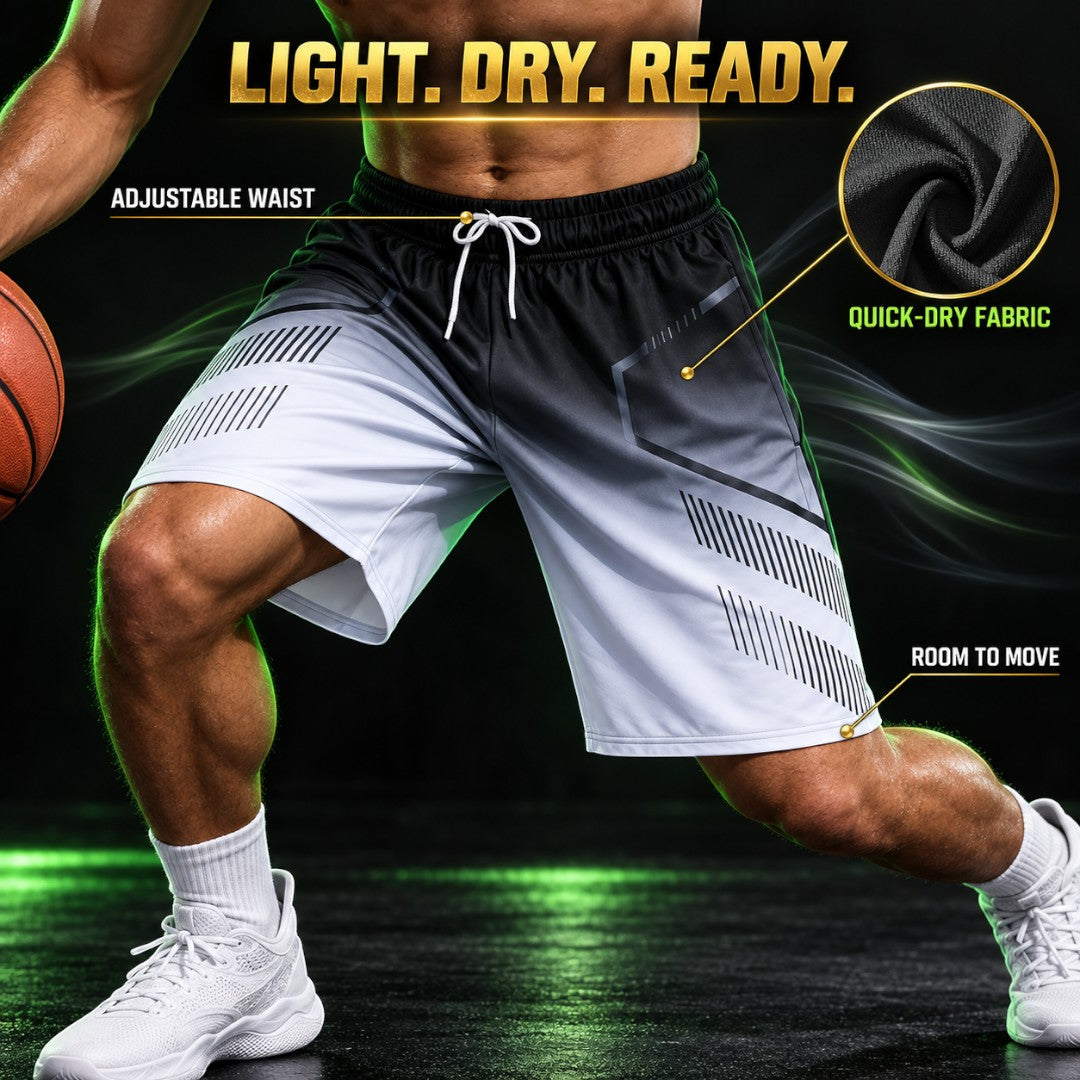 Men’s Quick Dry Running Shorts | Gradient Basketball Gym Shorts | Drawstring Workout Shorts with Side Pockets | Lightweight Training Wear