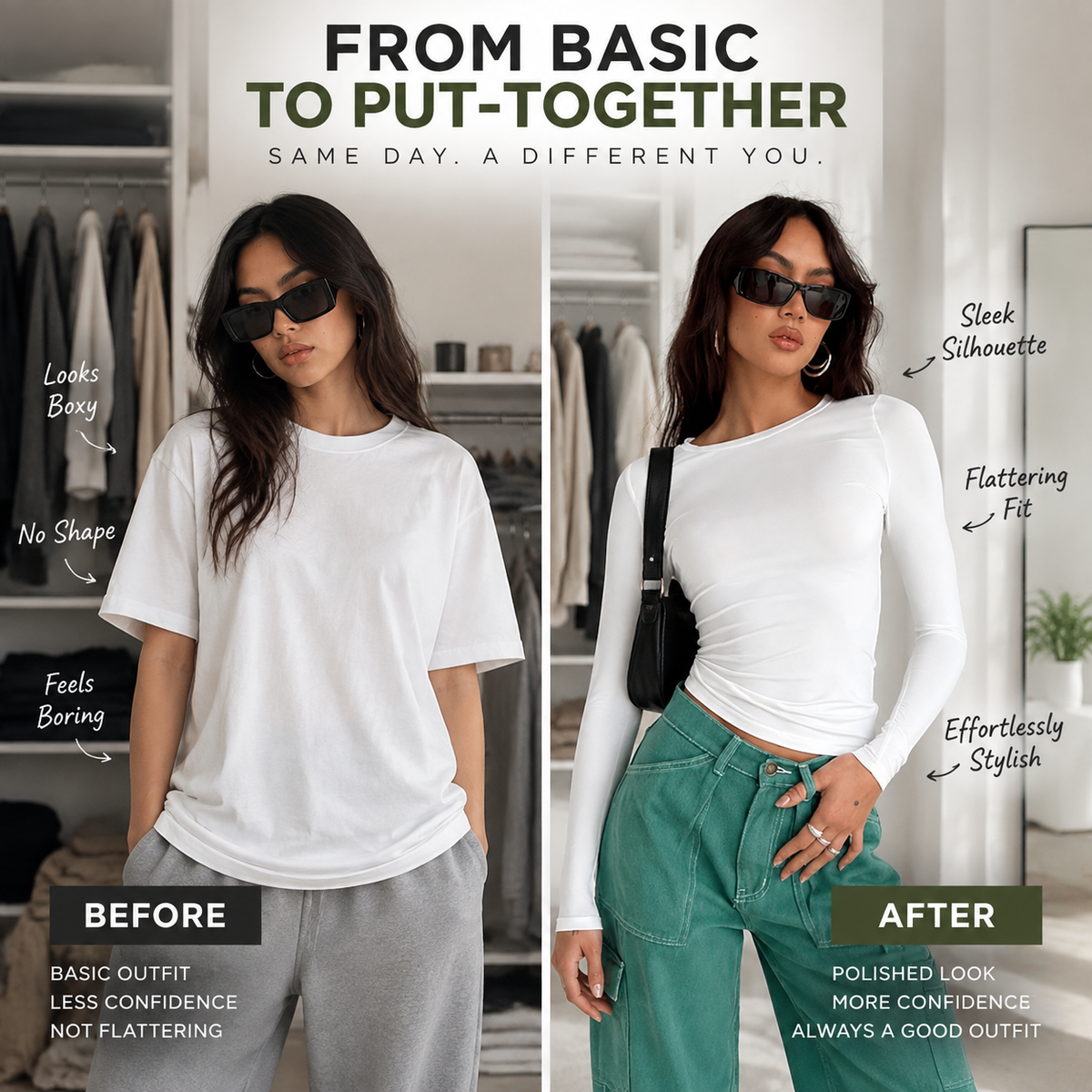 Women's Slim Fit Long Sleeve Top | Casual Stretch Basic Shirt | Minimalist Streetwear Layering Tee | Everyday Fitted Pullover