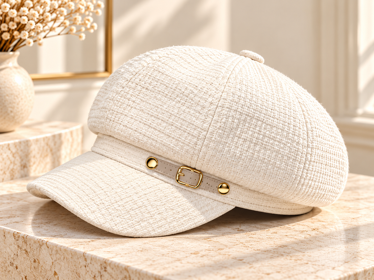 Women Baker Boy Cap, Waffle Texture Newsboy Hat with Brim, Vintage Octagonal Beret, Ladies Casual Painter Hat
