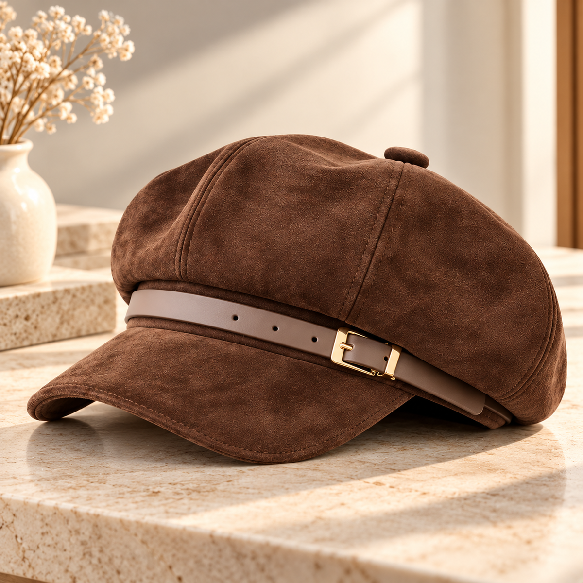 Baker Boy Cap for Women,Vintage Octagonal Beret with Brim, Korean Style Painter Hat