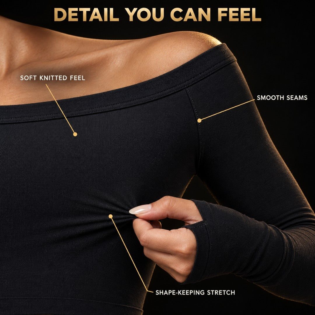 Women’s Long Sleeve Yoga Crop Top | Breathable Quick Dry Workout Shirt | Off Shoulder Gym Training Apparel | Soft Stretch Performance Wear