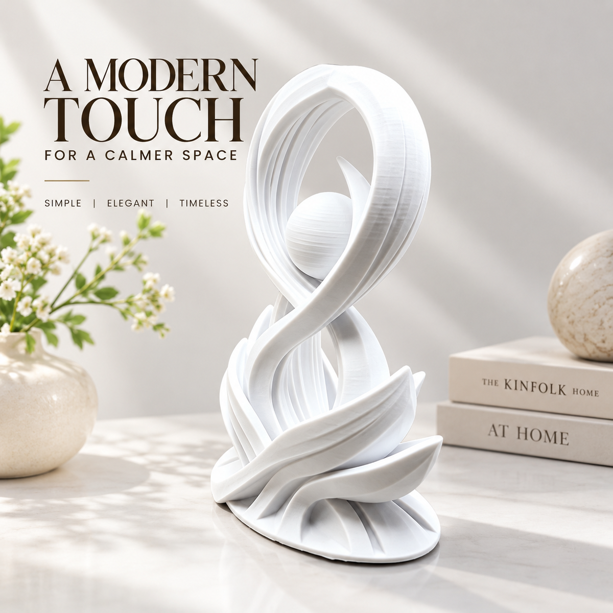 Abstract White Sculpture Modern Artistic Figurine Home Decor Desk Shelf Table Ornament Contemporary Gift