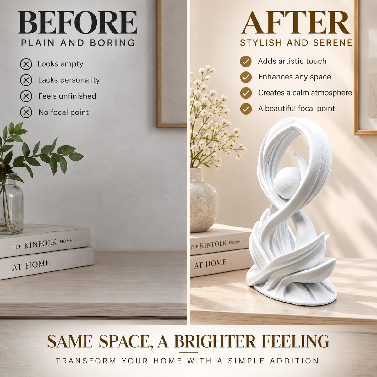 Abstract White Sculpture Modern Artistic Figurine Home Decor Desk Shelf Table Ornament Contemporary Gift