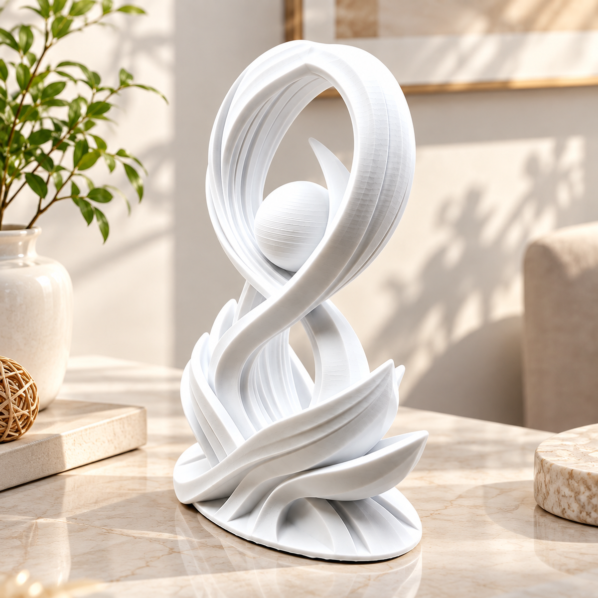 Abstract White Sculpture Modern Artistic Figurine Home Decor Desk Shelf Table Ornament Contemporary Gift