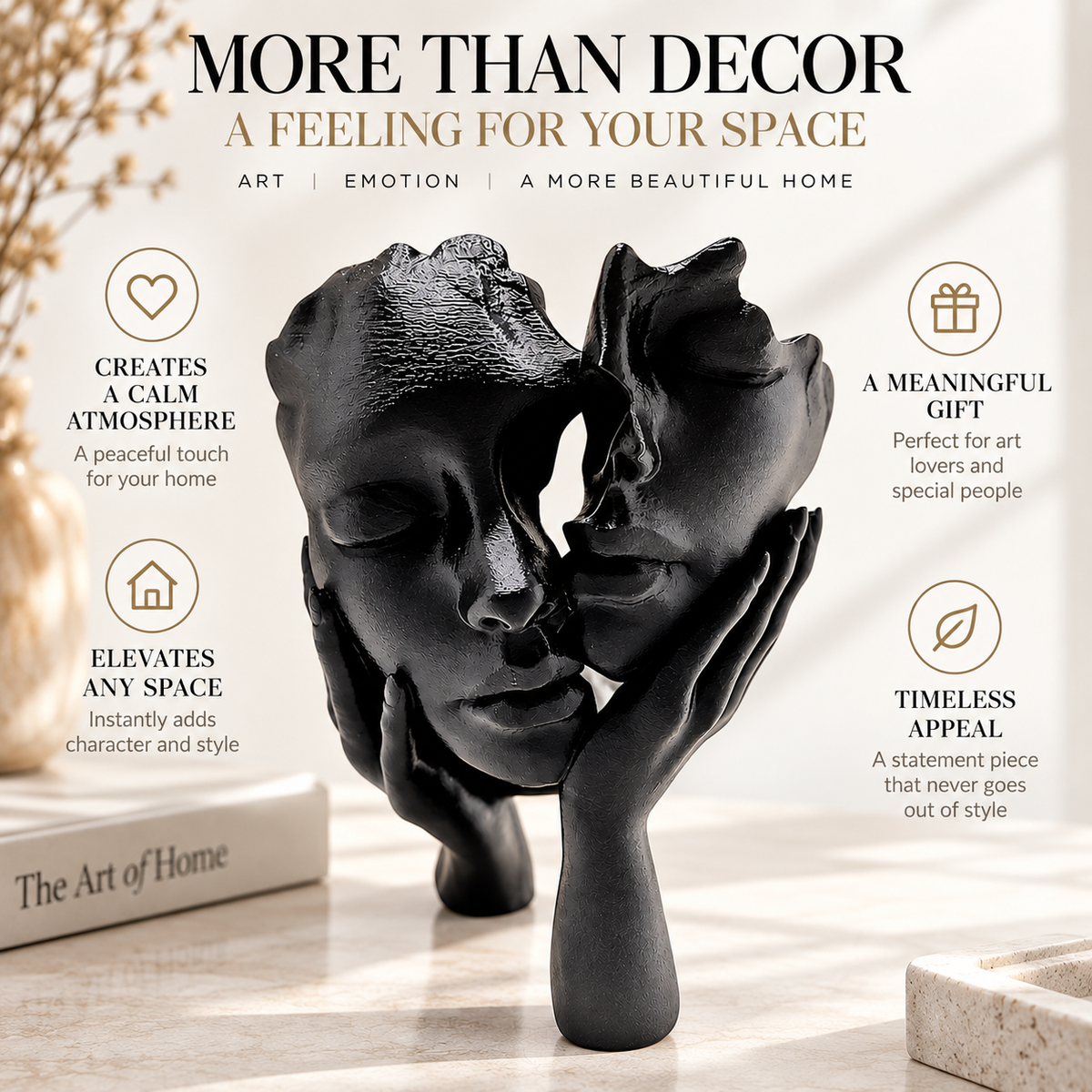 Abstract Embrace Sculpture Modern Couple Figurine Minimalist Home Decor Shelf Table Ornament Artistic Gift