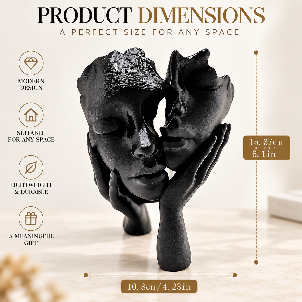 Abstract Embrace Sculpture Modern Couple Figurine Minimalist Home Decor Shelf Table Ornament Artistic Gift
