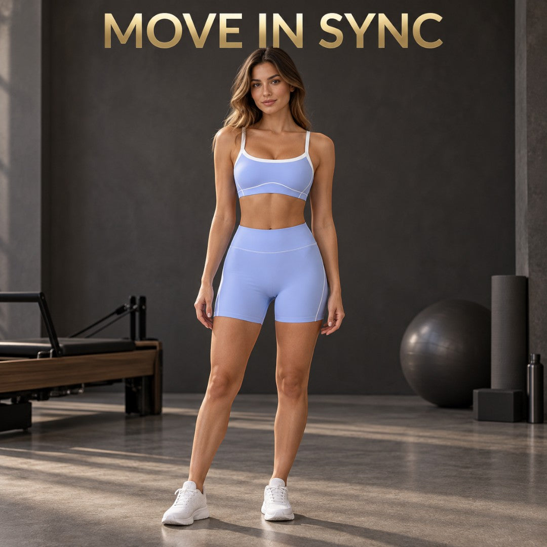 Women's Yoga Shorts Set | Sports Bra Matching Outfit | Breathable Compressive Workout Wear | Quick Dry Pilates Fitness Training Apparel