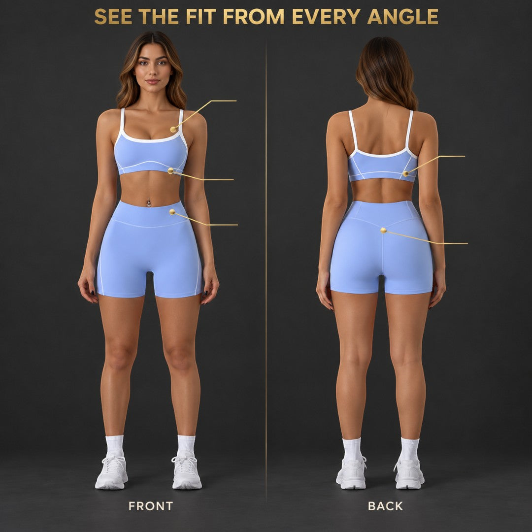 Women's Yoga Shorts Set | Sports Bra Matching Outfit | Breathable Compressive Workout Wear | Quick Dry Pilates Fitness Training Apparel