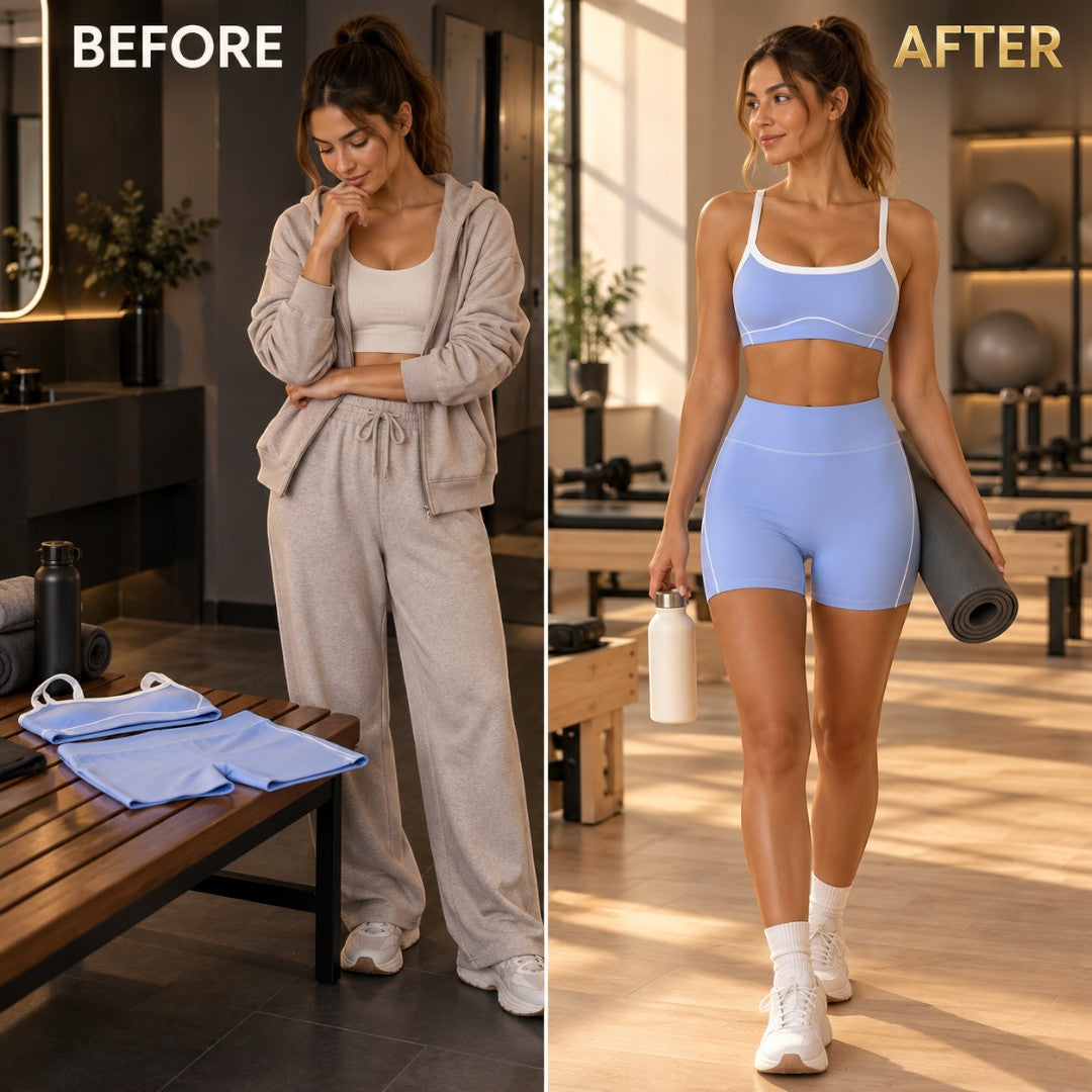 Women's Yoga Shorts Set | Sports Bra Matching Outfit | Breathable Compressive Workout Wear | Quick Dry Pilates Fitness Training Apparel