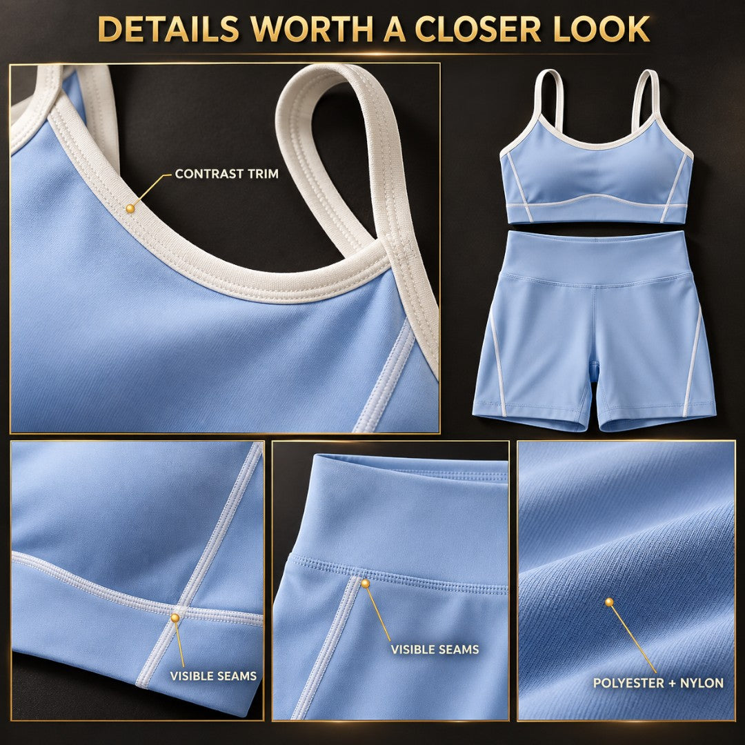 Women's Yoga Shorts Set | Sports Bra Matching Outfit | Breathable Compressive Workout Wear | Quick Dry Pilates Fitness Training Apparel