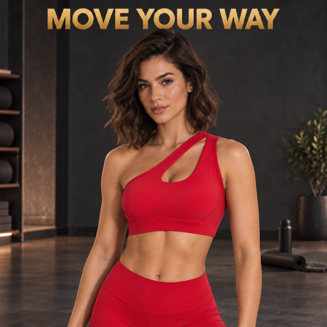 One Shoulder Sports Bra Women | Asymmetric Yoga Crop Top | Quick Dry Stretch Workout Wear | Gym Running Fitness Training Style