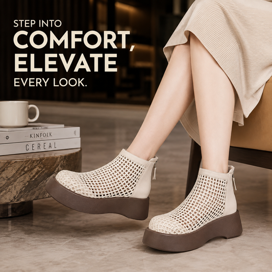 Breathable Mesh Ankle Boots for Women – Lightweight Platform Comfort Shoes, Stylish Everyday Casual Walking Footwear
