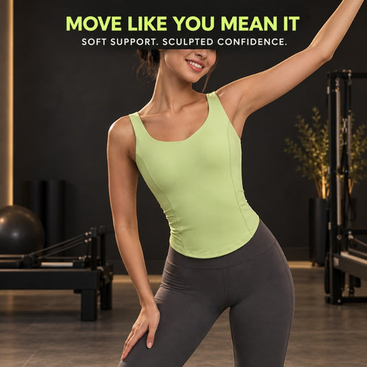 Women’s Yoga Workout Vest | Slim Fit Sports Tank  | Soft Nylon Knit Gym Top for Running and Daily Training Wear