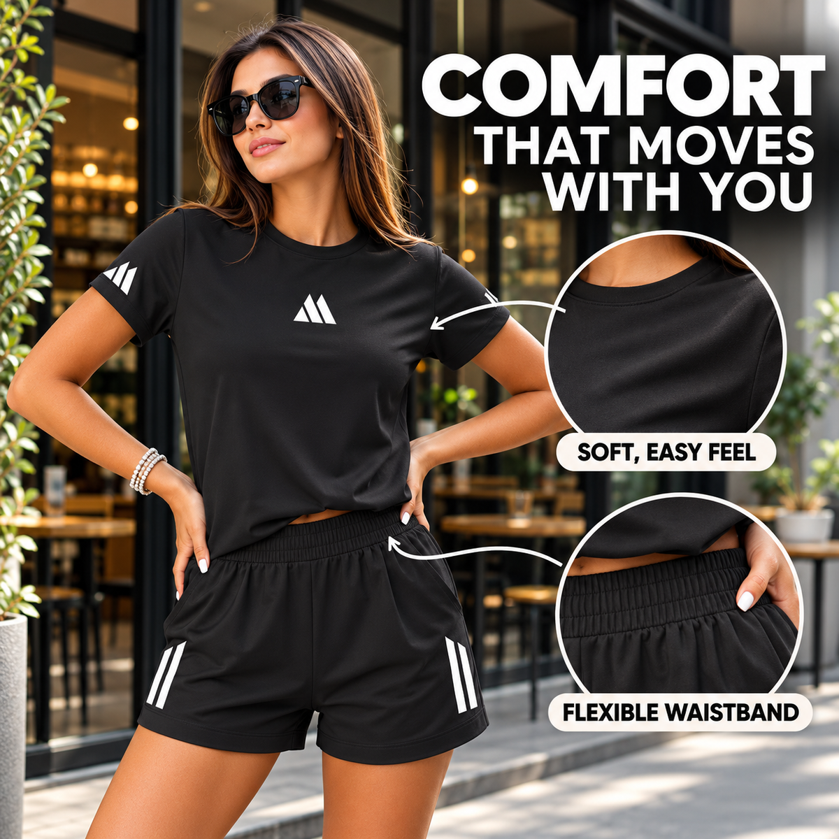 Two Piece Lounge Set, Sporty Short Sleeve T Shirt and Shorts Set, Casual Matching Summer Outfit, Relaxed Athleisure Set
