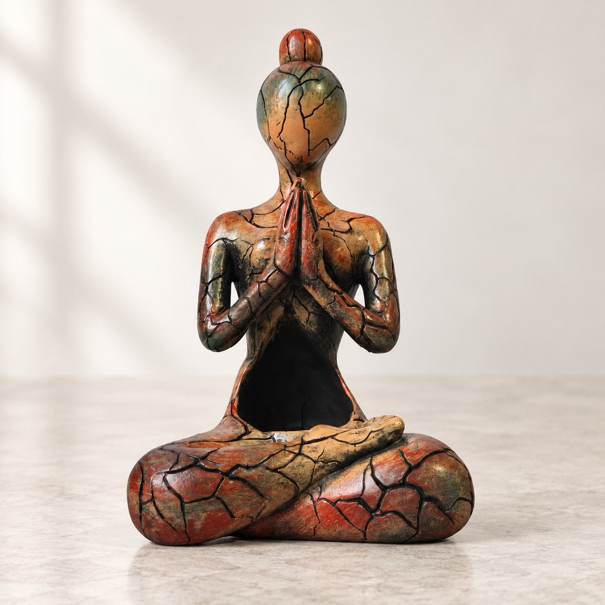 Meditation Figure Sculpture Sitting Statue Home Decor Candle Holder Shelf Accent Yoga Room Tabletop Gift