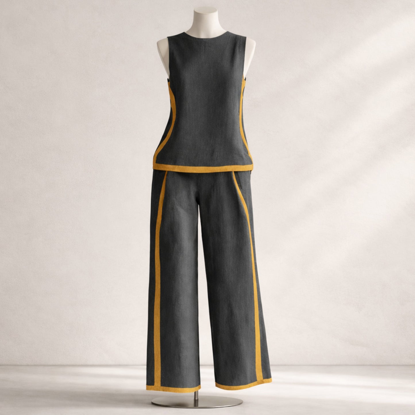 Women’s Sleeveless Wide-leg Trouser Set / Casual Summer Fashion