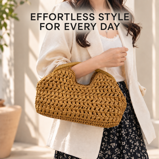 Woven Summer Handbag | Beach Clutch Purse | Boho Raffia Style Tote | Resort Vacation Shoulder Carry Bag
