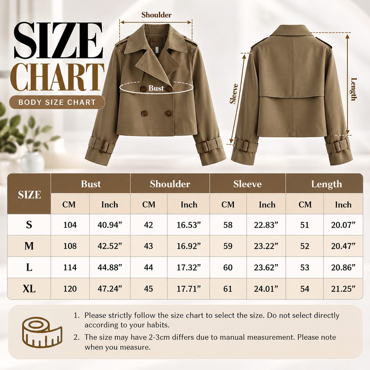 Olive Khaki Cropped Trench Jacket for Women, Double Breasted Short Coat, Elegant Casual Blazer, Lightweight Spring Fall Outerwear