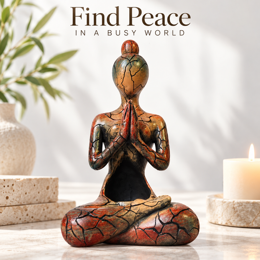 Meditation Figure Sculpture Sitting Statue Home Decor Candle Holder Shelf Accent Yoga Room Tabletop Gift