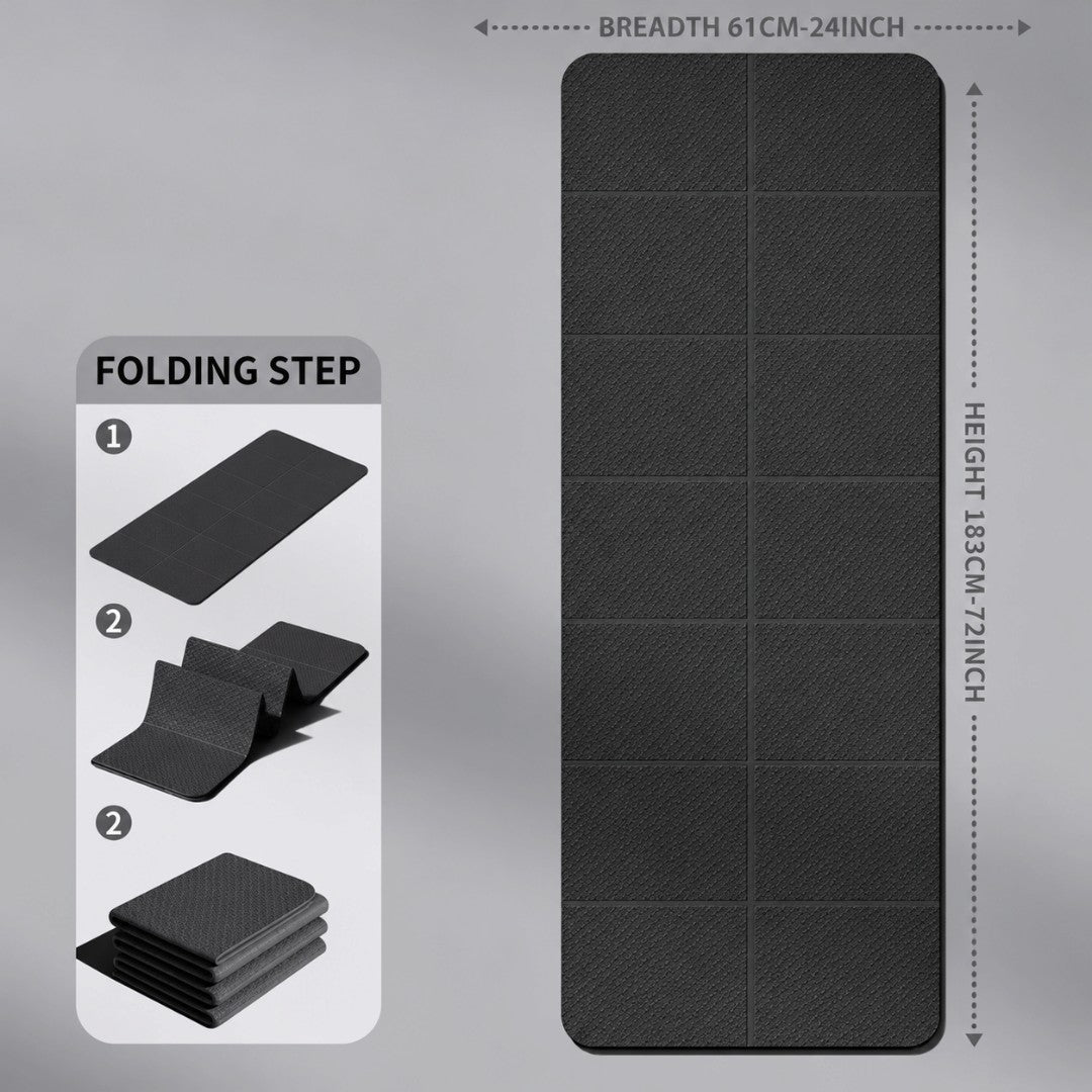 Foldable Yoga Mat for Home Workouts and Travel | Lightweight Non Slip Exercise Pad with Textured Surface and Compact Storage, Easy Clean