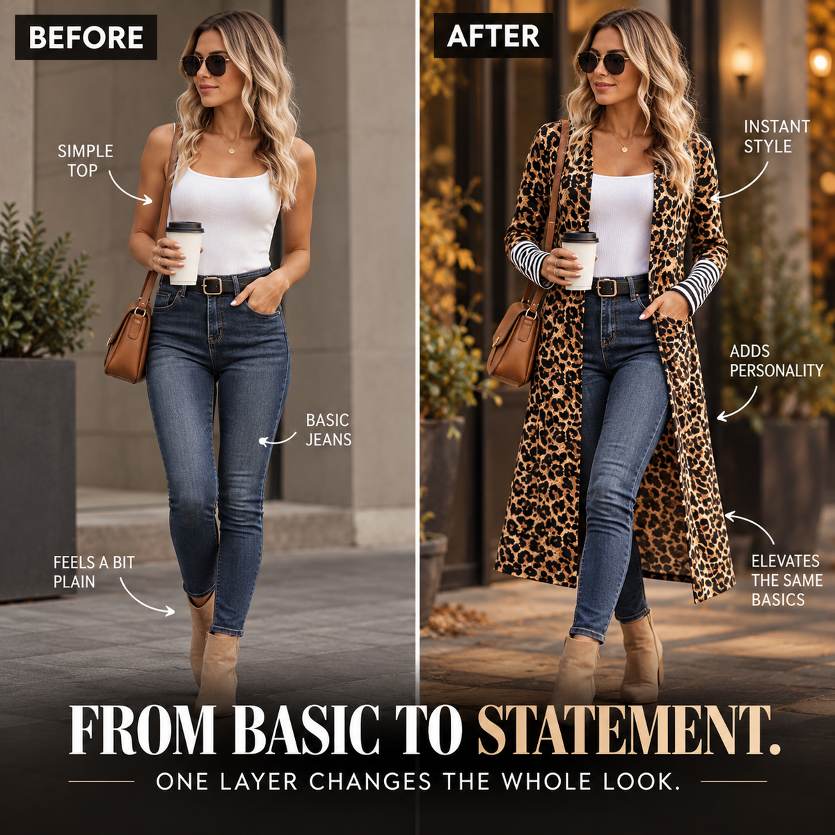 Leopard Print Long Cardigan for Women, Long Sleeve Open Front Sweater, Mid Length Animal Print Layering Top, Autumn Fall Outfit