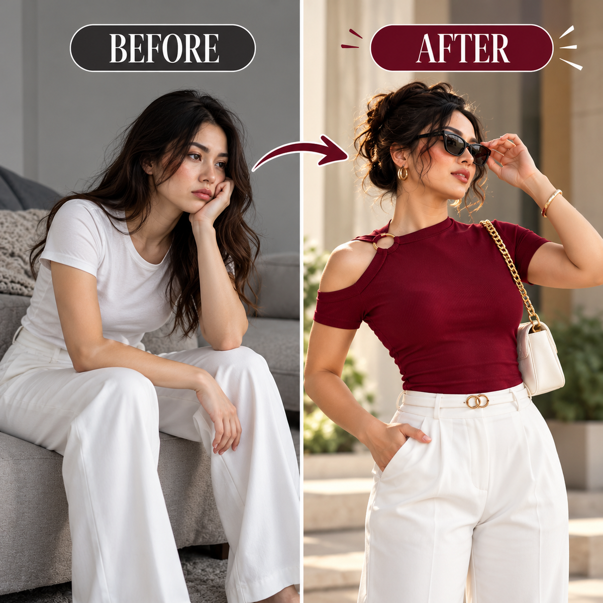 Women’s Burgundy Ribbed Cutout Shoulder Top, Fitted Stretch Shirt, Chic Short Sleeve Top, Casual Date Night Blouse