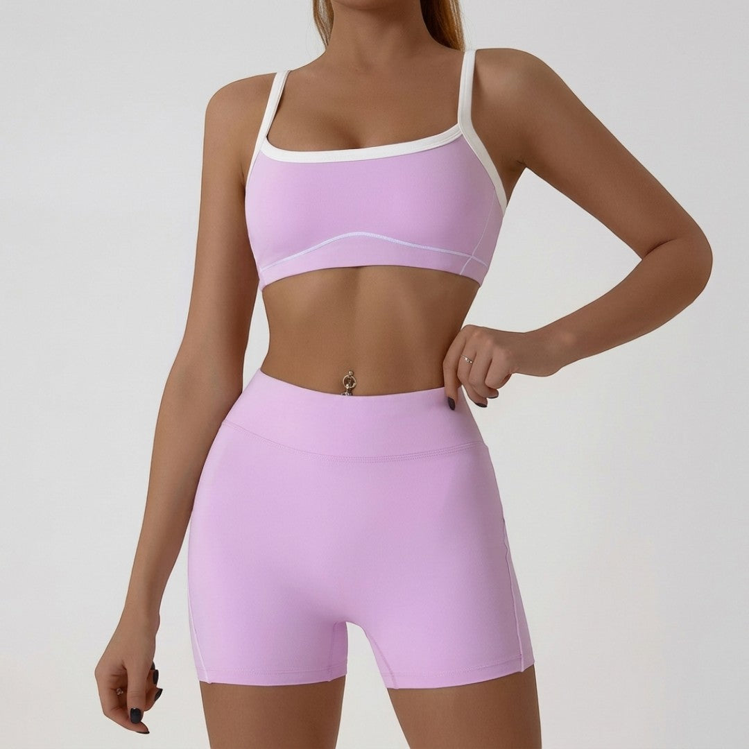 Women's Yoga Shorts Set | Sports Bra Matching Outfit | Breathable Compressive Workout Wear | Quick Dry Pilates Fitness Training Apparel