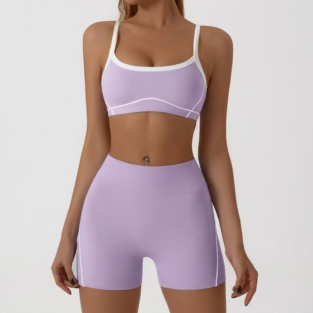 Women's Yoga Shorts Set | Sports Bra Matching Outfit | Breathable Compressive Workout Wear | Quick Dry Pilates Fitness Training Apparel