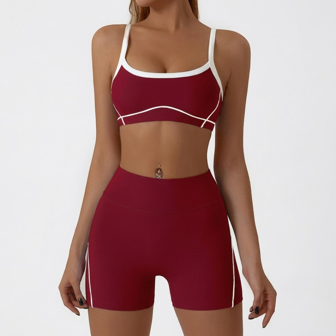 Women's Yoga Shorts Set | Sports Bra Matching Outfit | Breathable Compressive Workout Wear | Quick Dry Pilates Fitness Training Apparel