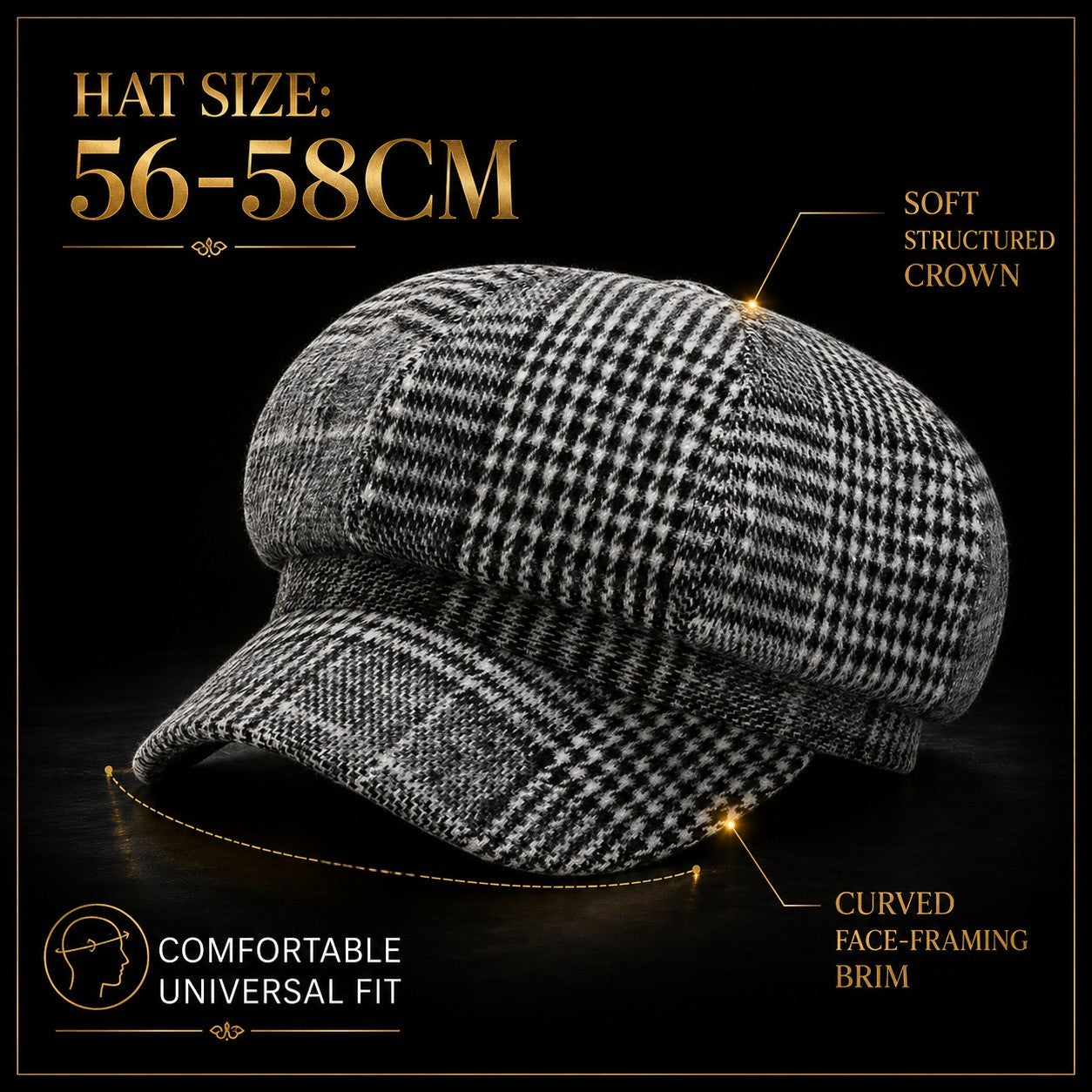 Vintage Plaid Newsboy Cap for Women | Elegant British Baker Boy Hat | Classic Winter Fashion Beret Style Cap
